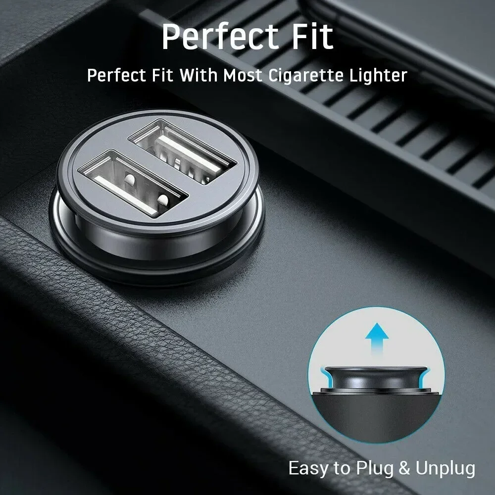 🔥Carhome 12V-24V Car Charger – 2-Way USB Port + Dual Cigarette Lighter Splitter, Universal Car Power Adapter NEW
