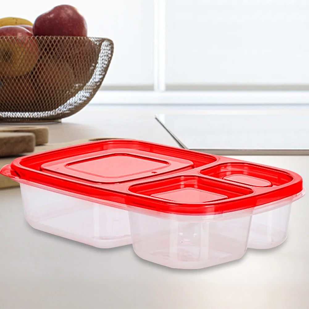

3 Compartments Rice/Noodles Container Reusable PP Food Storage Container Versatile Microwaveable for Working Traveling Camping
