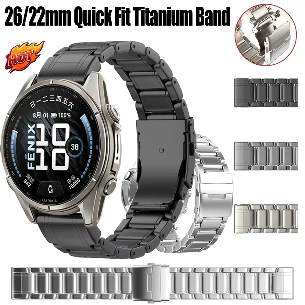 26/22mm Quick Fit Titanium Band For Garmin Fenix 9 9 Pro 8 51/47mm Alloy Comfortable Wristband Garmin Tactix 8/Fenix E 7 Correa