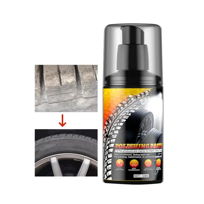 

Car Tire Shine Wax 3.38oz Vehicle Tire Cleaning Agent Restore Black Gloss Auto Tire Foam Cleaner Glaze Maintenance Polish Agent