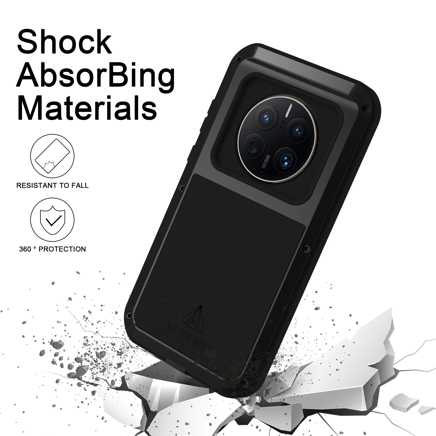 Love Mei Metal Phone Cases For Huawei Mate 50 Pro Aluminum Armor Shockproof Heavy Duty Case For Mate50 Pro Protective Cover