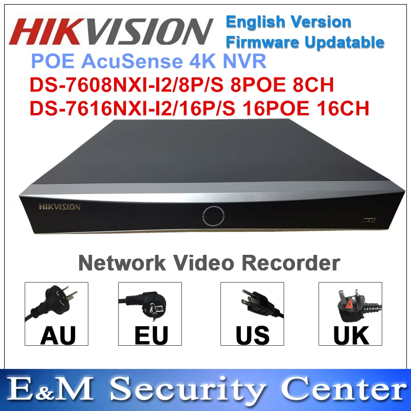 Origianl Hikvision English NVR DS-7608NXI-I2/8P/S And DS-7616NXI-I2/16P/S POE AcuSense 4K