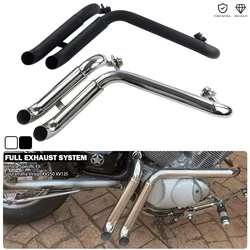 Chrome/Black Muffler 2-Into-2 Full Exhaust System Dual Silencer Drag Pipe Fits For Yamaha Virago 125 XV 250 XV250 XV125 All Year