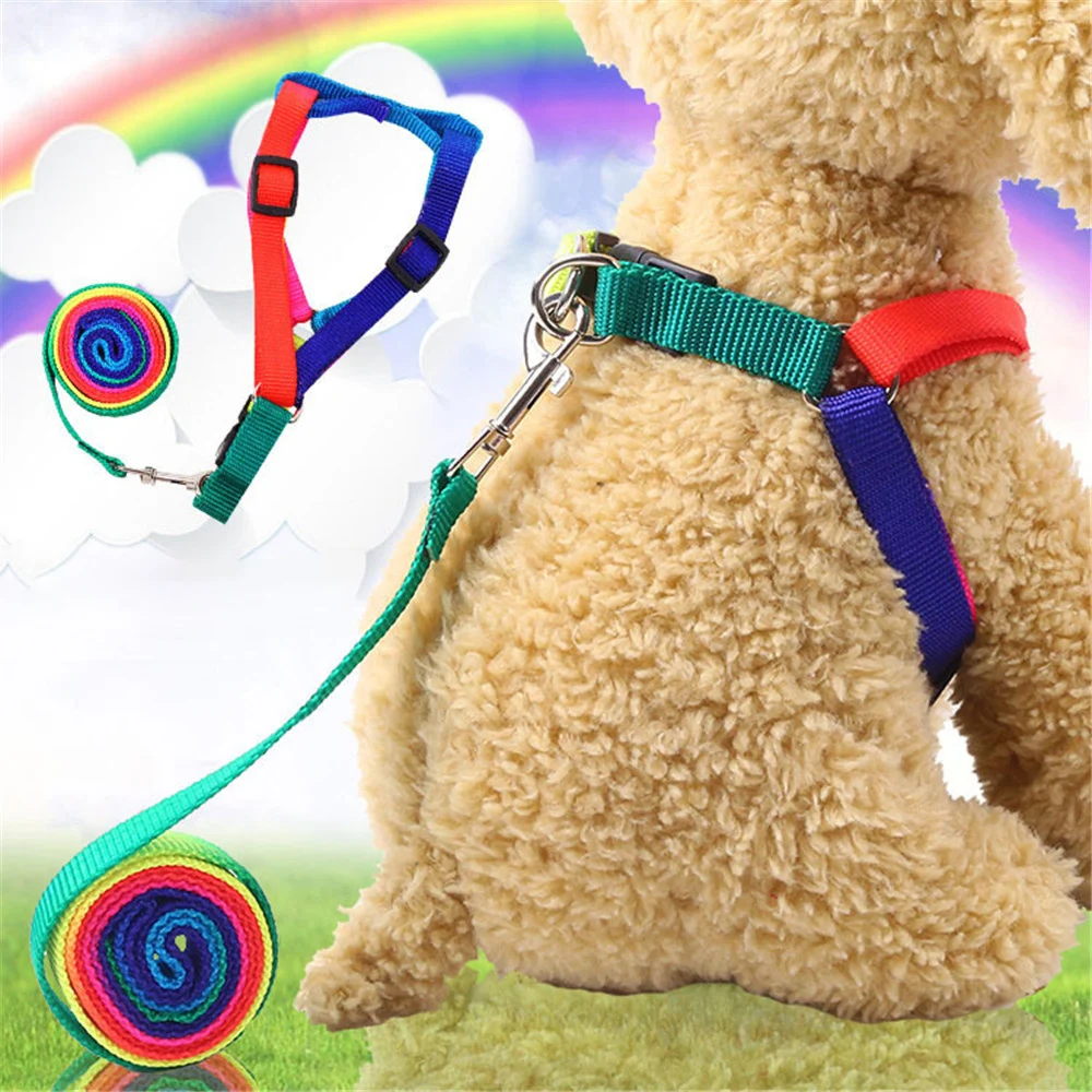 OIMG Solid Color Pet Chest Strap Nylon Leash Teddy Schnauzer Eskimo Dog Chain Cat Leash Outdoor Supplies Explosion-Proof Rushing