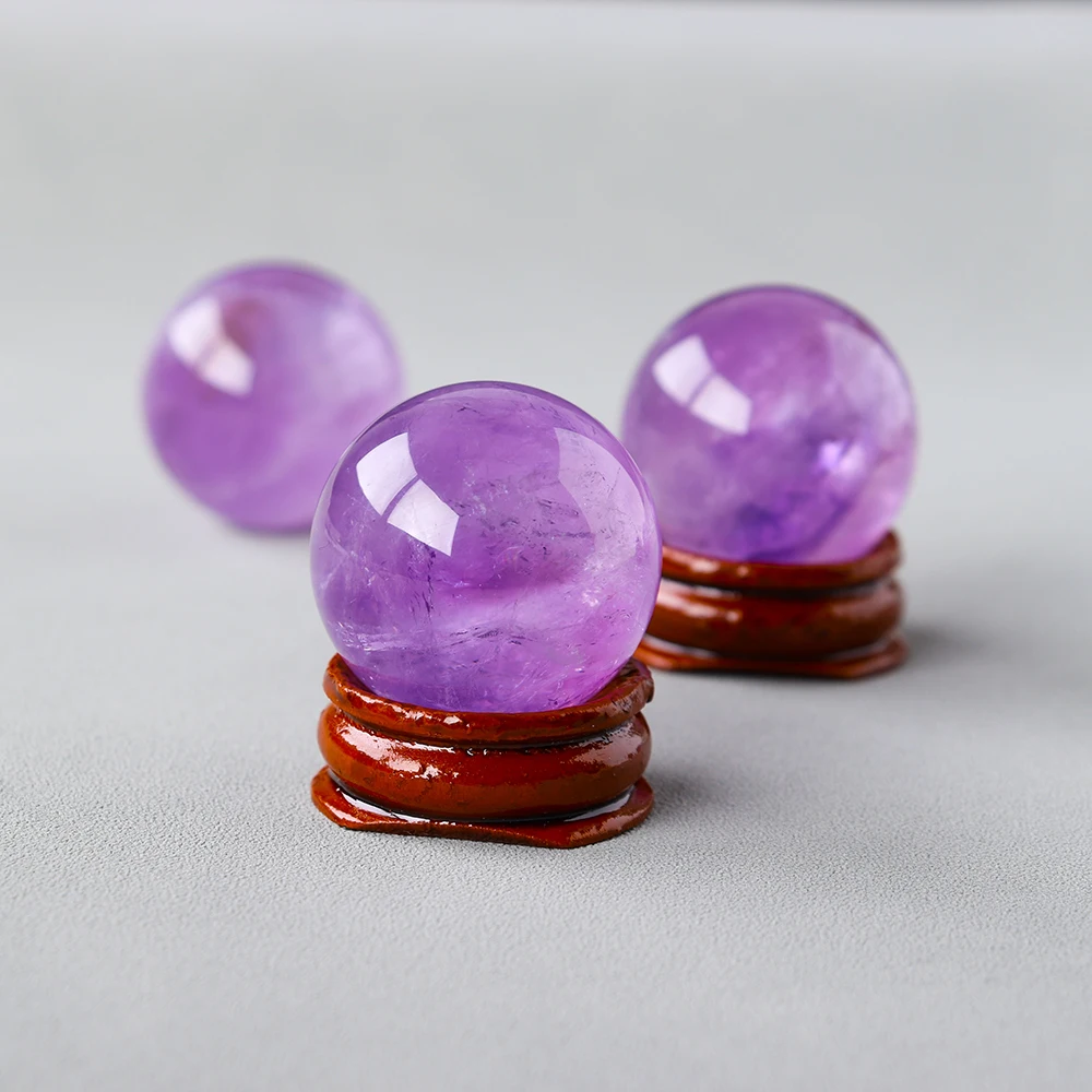 30MM Natural Amethyst Gem Ball Healing Crystals Reiki Wicca Chakra Sphere Rose Quartz Mineral Massage Globe Home Decoration