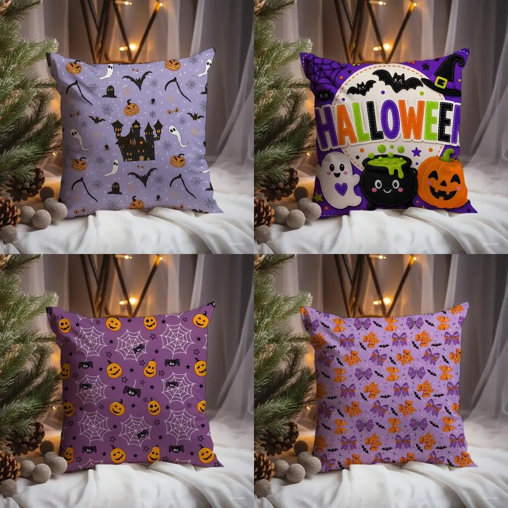 pattern Halloween Mix Pack Cushion Cover Premium Comfort Reversible Pillow Cove -Two in One Design for Any Room & Car Interior
