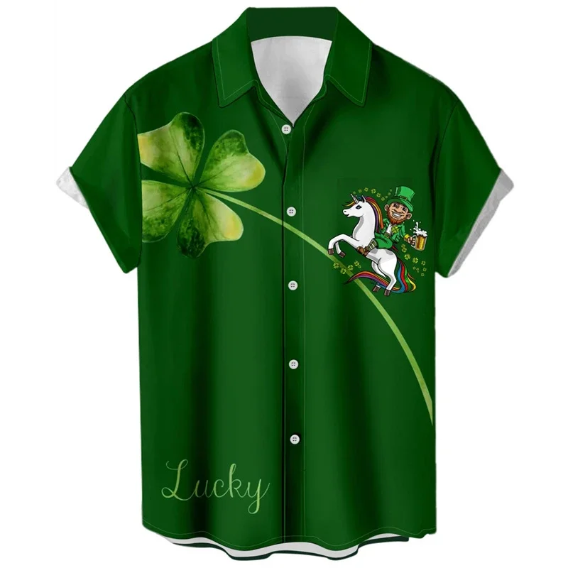 New Men's Light Dark Striped Flower 3D Printed Shirt Business Vacation Hawaii Beach Lapel Short Sleeve Breathable Top