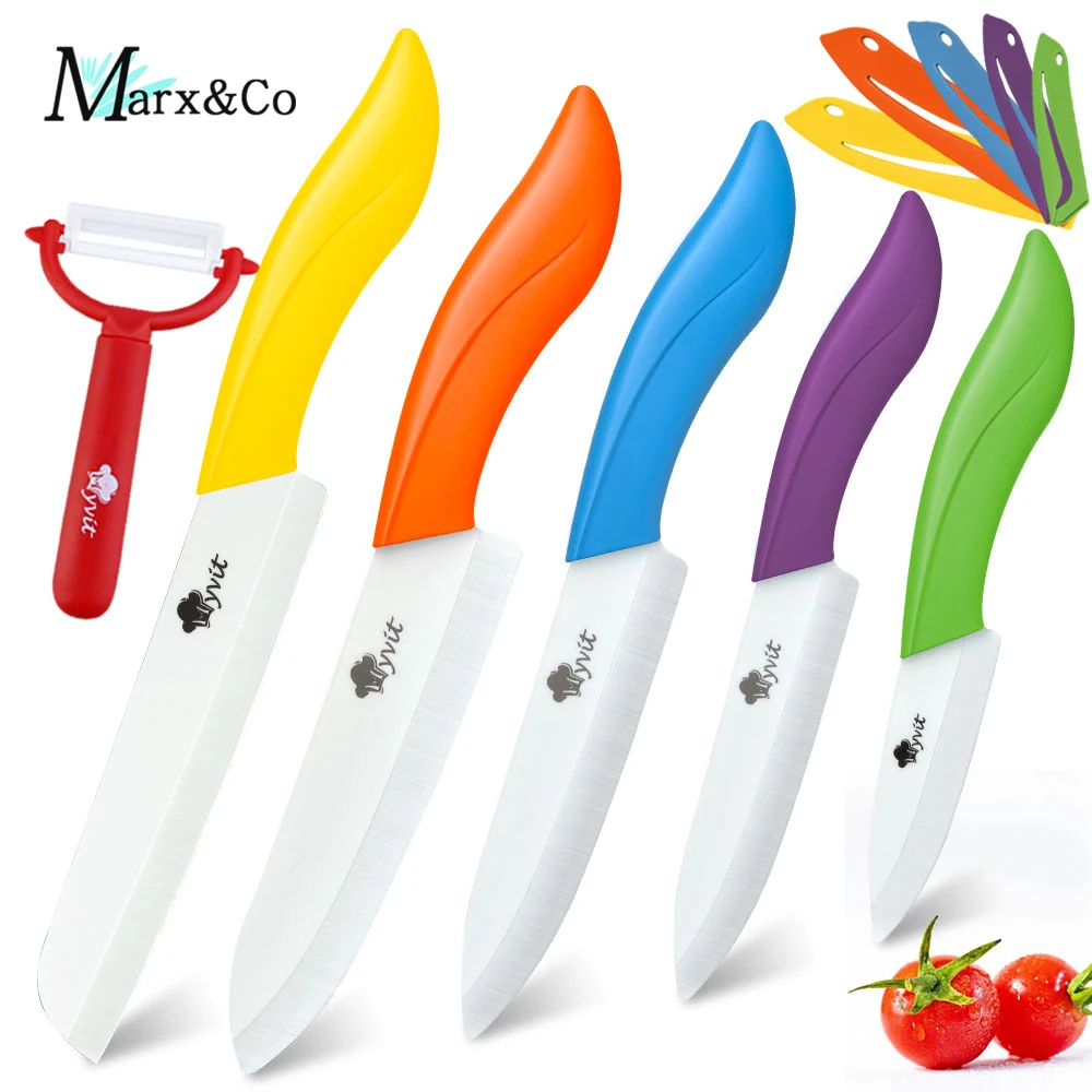 Ceramic knife Set Of 6 Pcs 3 4 5 6 inch fruit slice practical chef knife white zirconia blade colored handle kitchen Tools