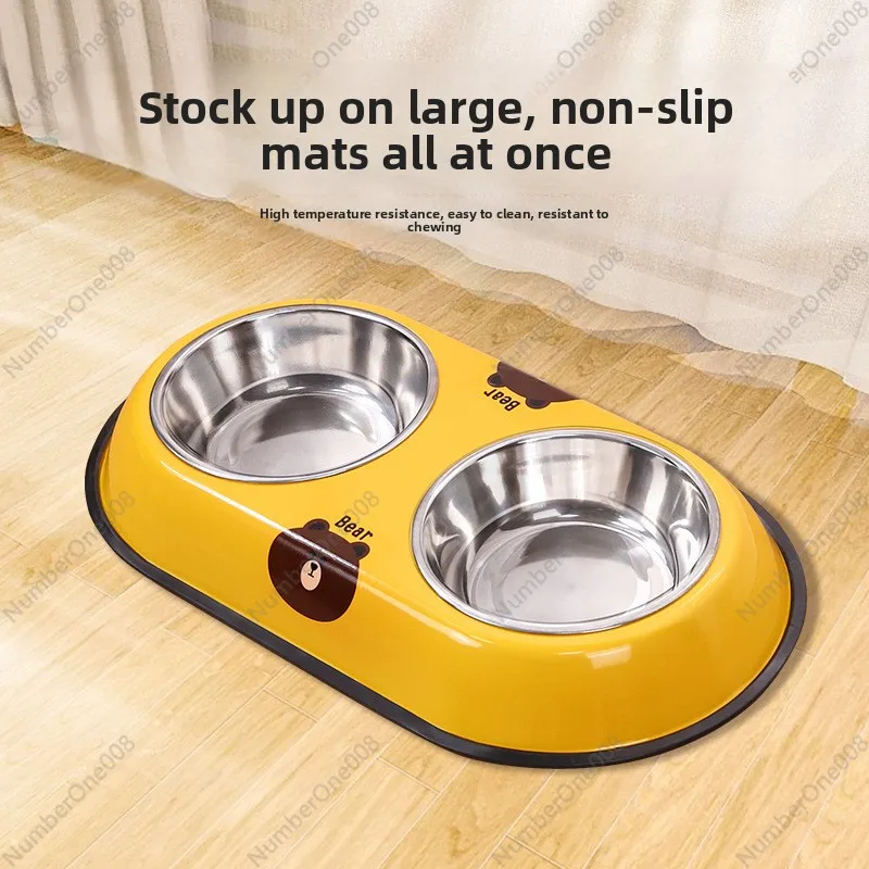 

Миска для домашних животных без разлива, двойная тарелка для еды и воды, кормушка для собак и кошек с защитой от опрокидывания для мелких и средних пород, портативные товары для домашних животных