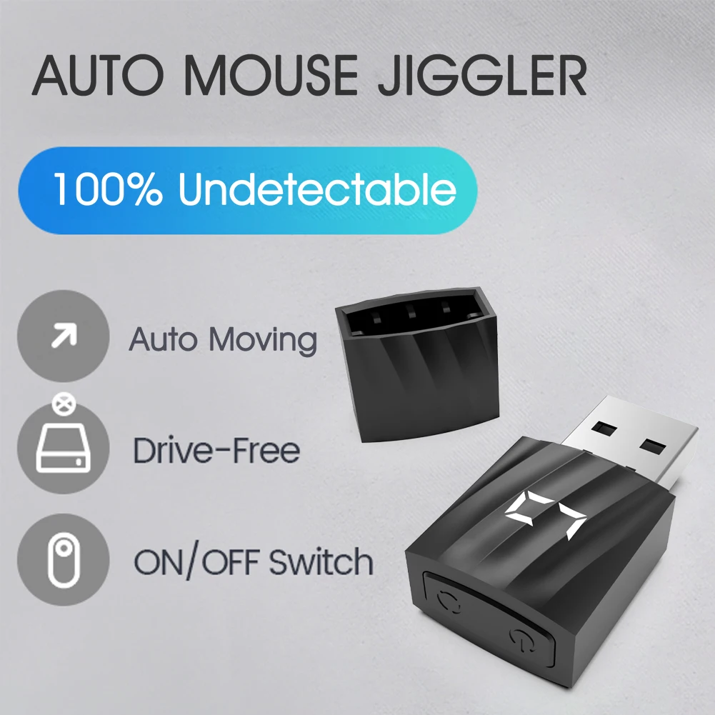 Mouse Jiggler USB Mouse Mover Switch Button Undetectable Digital Display Automatic Mouse Mover 3 Modes Driver Free for Laptop PC