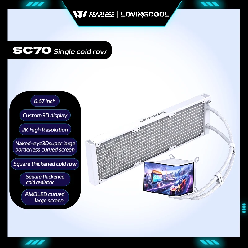 LOVINGCOOL SC70-360 Single cold row Liquid Cooler 6.67-Inch Naked-Eye 3D Super Large Frameless Curved Screen 360mm Water Coole