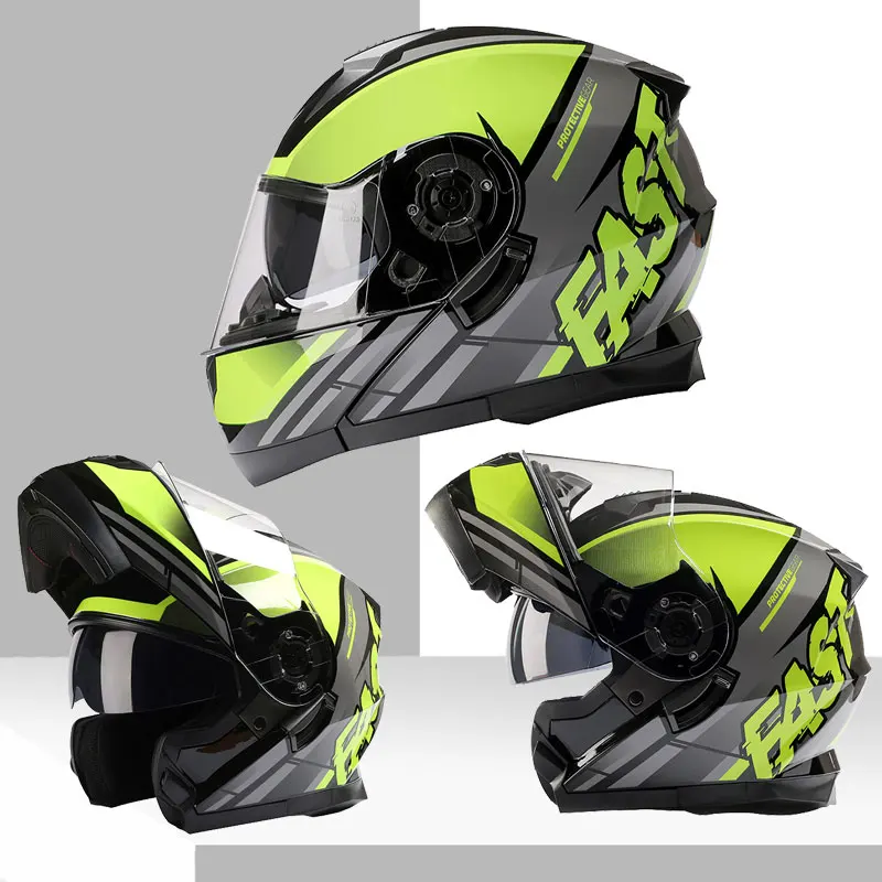 

Полнолицевой мотоциклетный шлем с двойным козырьком, откидной Casco Casque, модульный Kask, мотогоночный шлем, Moto Capacete, одобренный ECE DOT