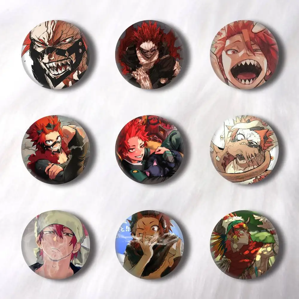 Pin Redondo Creativo con Diseño del Personaje de Dibujos Animados Eijiro Kirishima, Broche para Mochila, Joyería, Regalo