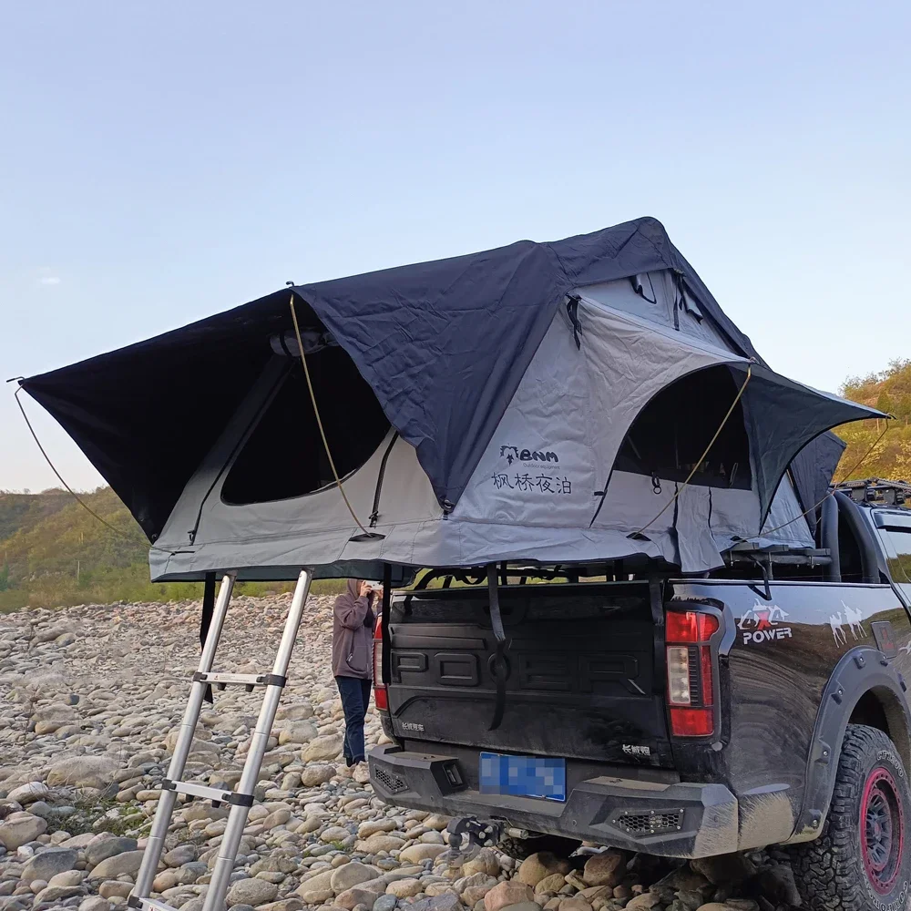 waterproofing Manufacturer outdoor glamping soft mini car roof top tent 3 4 person soft shell car roof top tent