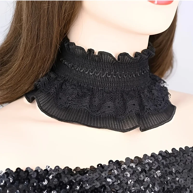 Lace false collar children's shirt collar decoration ruffled neck scarf stand-up false collar to cover scarred neck