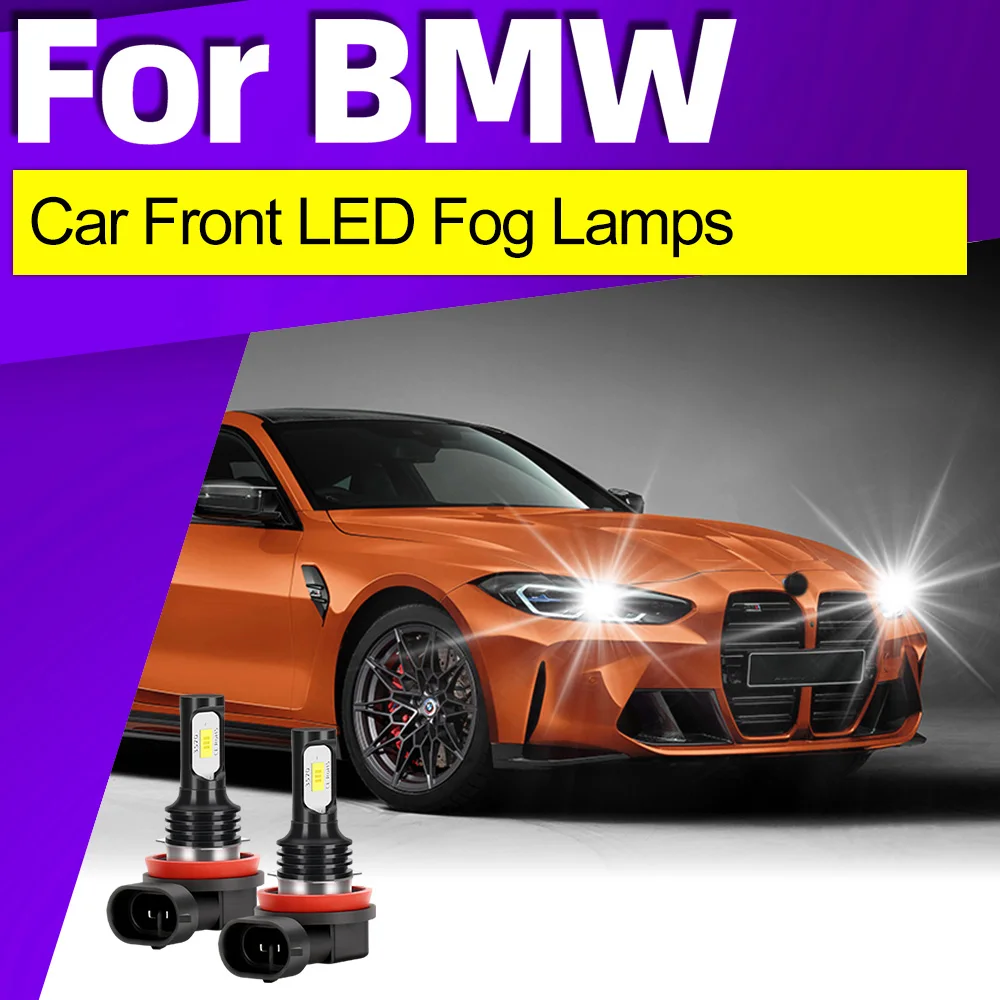 2x White 6000K H8 H11 Auto LED Fog Lights Bulbs For BMW 1-Series Sports Hatch F21 2-Series Active Tourer F45 Car Accessories
