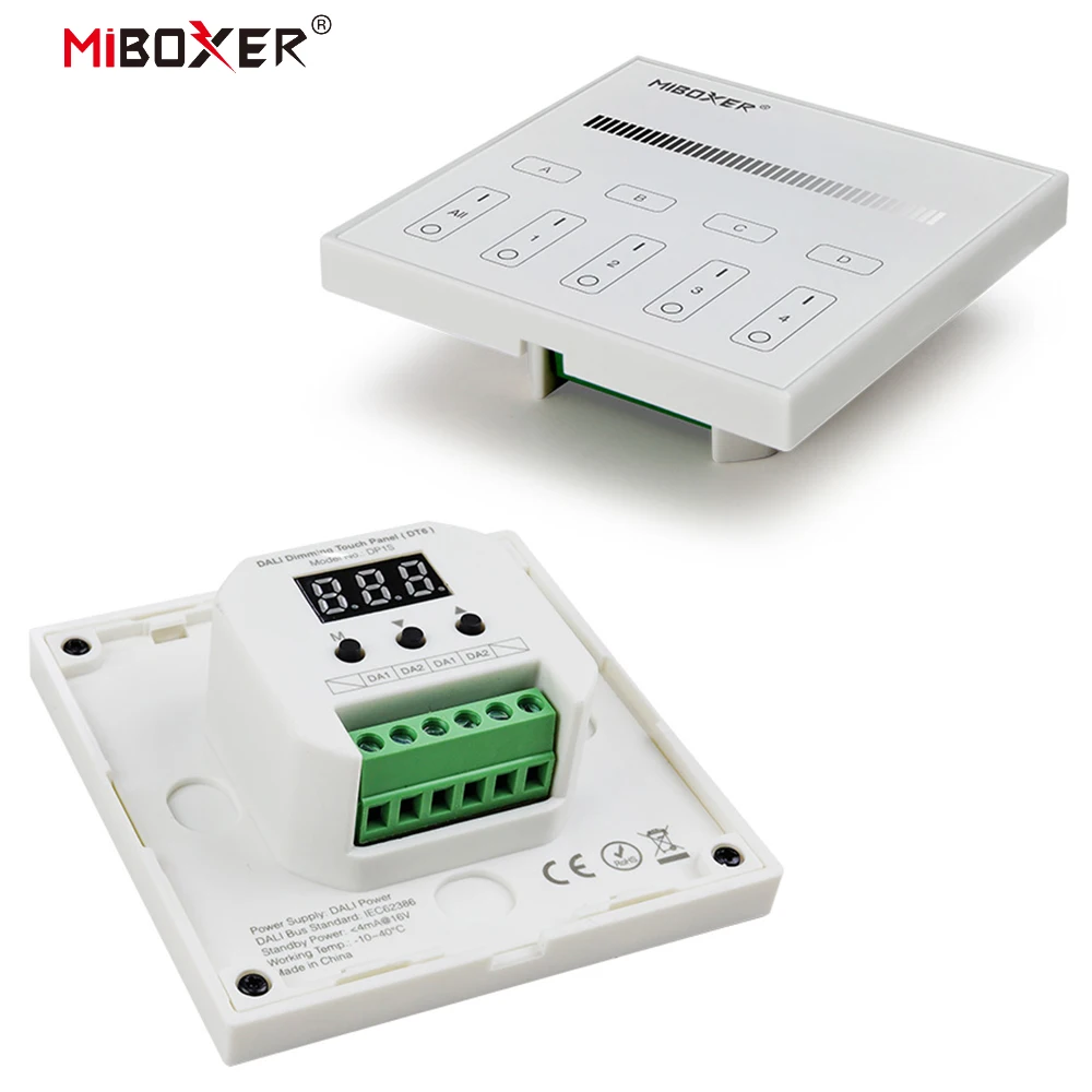 Miboxer DP2S 86 DALI DT8 Signal DALI Bus Standard IEC62386-102,207,209 Touch 1~100% Double white Dimming Brightness Host Panel