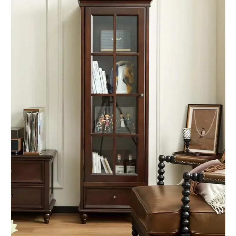 Classic solid wood wine display cabinet glass door multifunctional storage living room home furniture