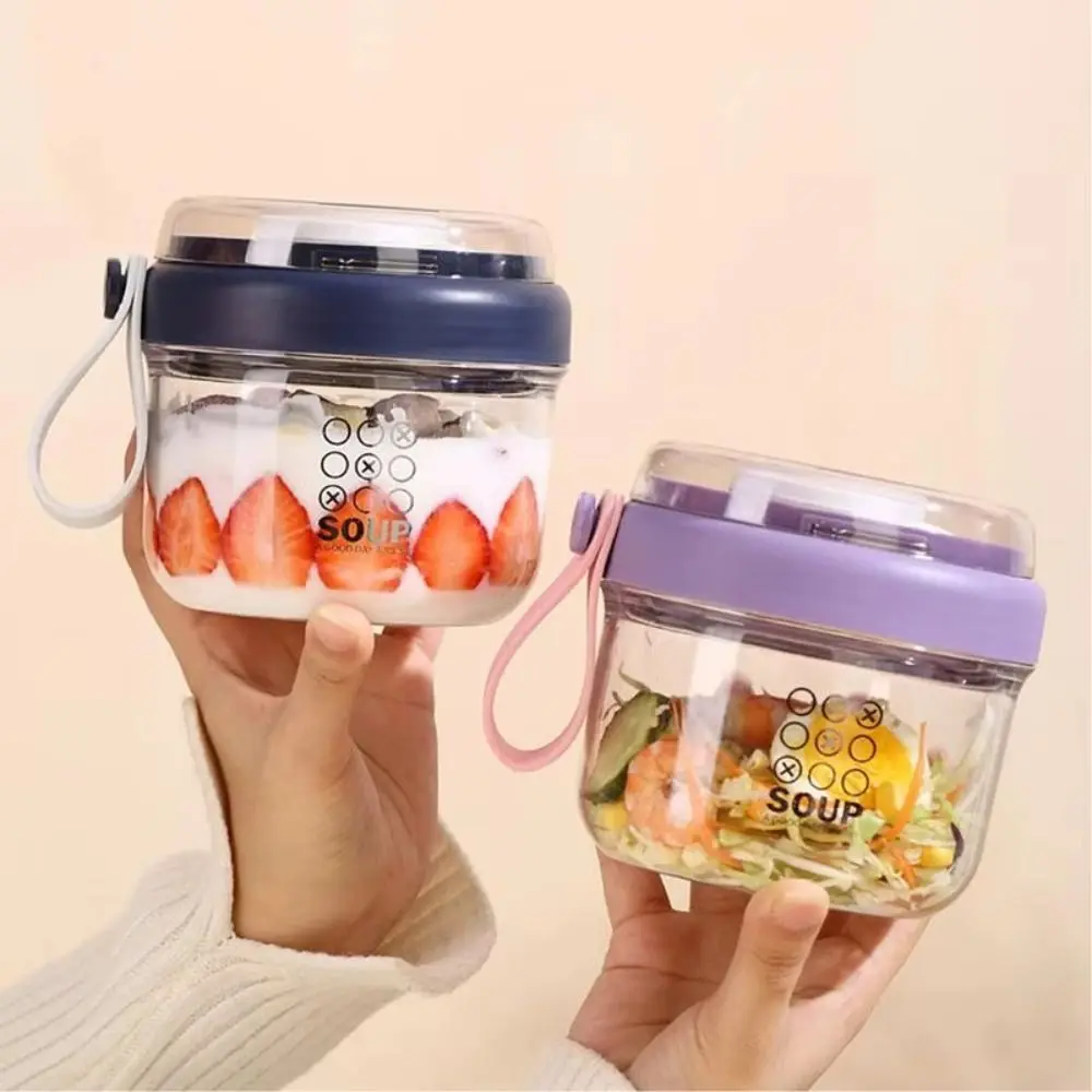 

Leakproof 650ml Yogurt Cups Food Storage Portable Salad Containers with Spoon Airtight Lid Overnight Oatmeal Cup Kitchen Tool