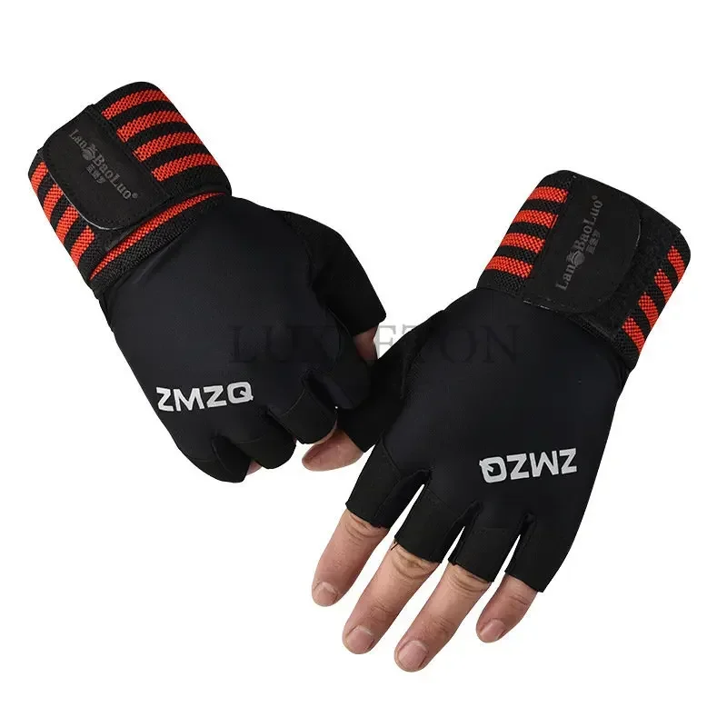 Men And Women Cycling Fitness Climbing Gloves Breathable Non-Slip Ice Silk Half-Finger Fitness Gloves Extended Wristband Gloves