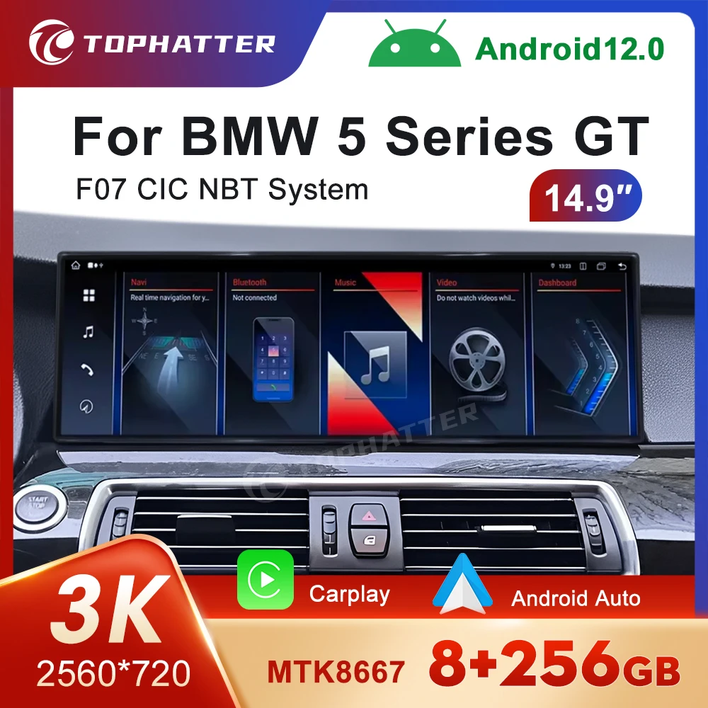 

14.9 Car Radio For BMW 5 Series GT F07 CIC NBT System screen CarPlay Android Auto Multimedia Player Navi Display Head Unit DSP