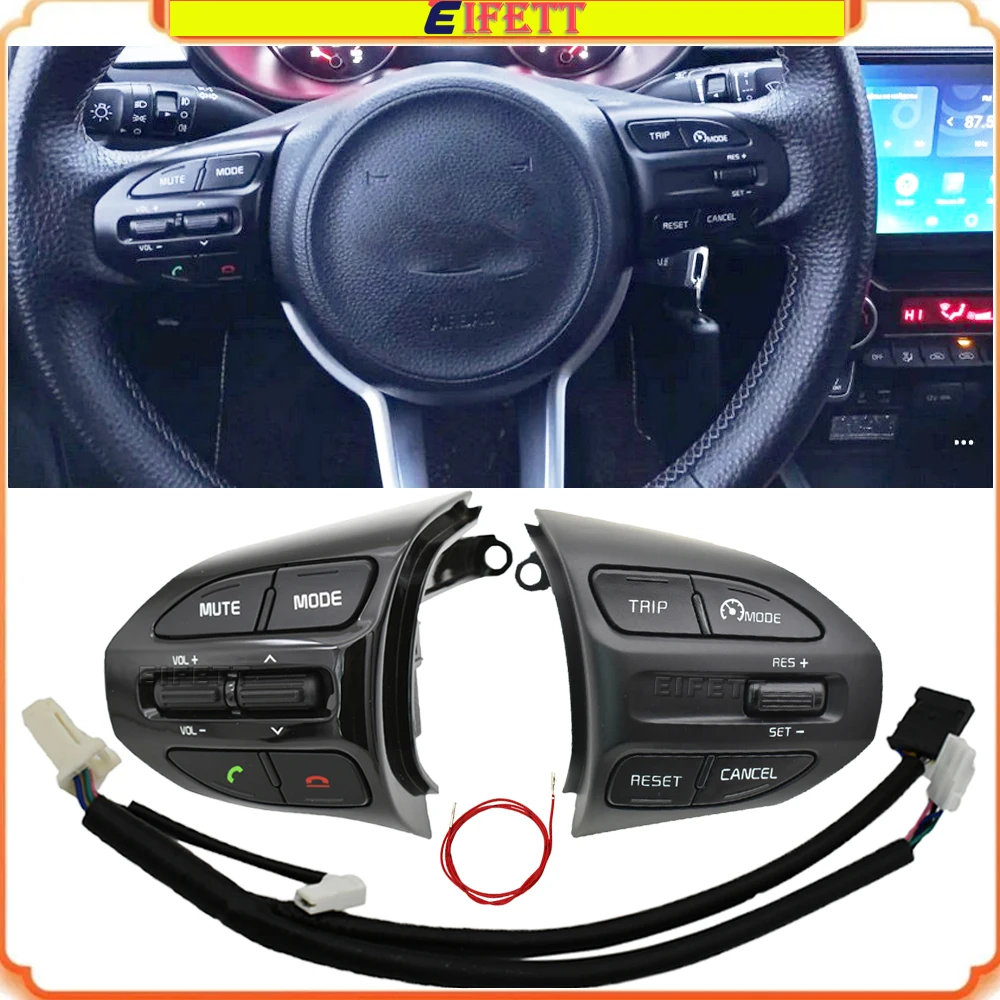 

Left+Right+Wire For Kia RIO 2018-2021 X-LINE K2 RIO 4 Steering Wheel Buttons Cruise Control Remote Bluetooth Volume Car Switches