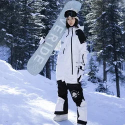 Sport Waterproof Hooded Man One Piece Snowsuit Outdoor Mountain Women Ski Overalls Winter Insulated Male Snowboard Jumpsuit