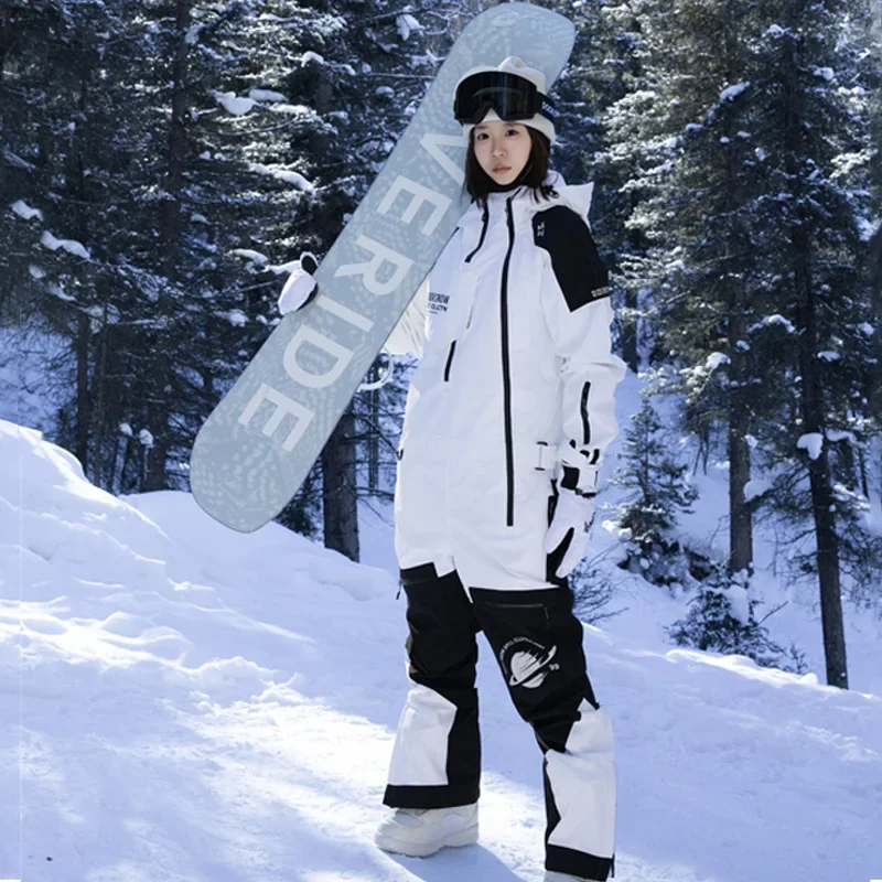 Sport Waterproof Hooded  Man One Piece Snowsuit Outdoor Mountain Women Ski Overalls Winter Insulated Male Snowboard Jumpsuit