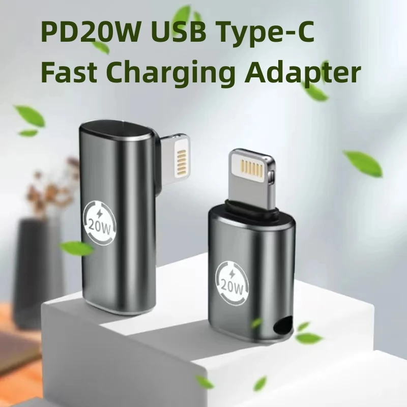 PD20W USB Type-C Fast Charging Adapter USB C Female To Lighting Male Straight Head Elbow Converter Adapter For IPhone 14 13 12