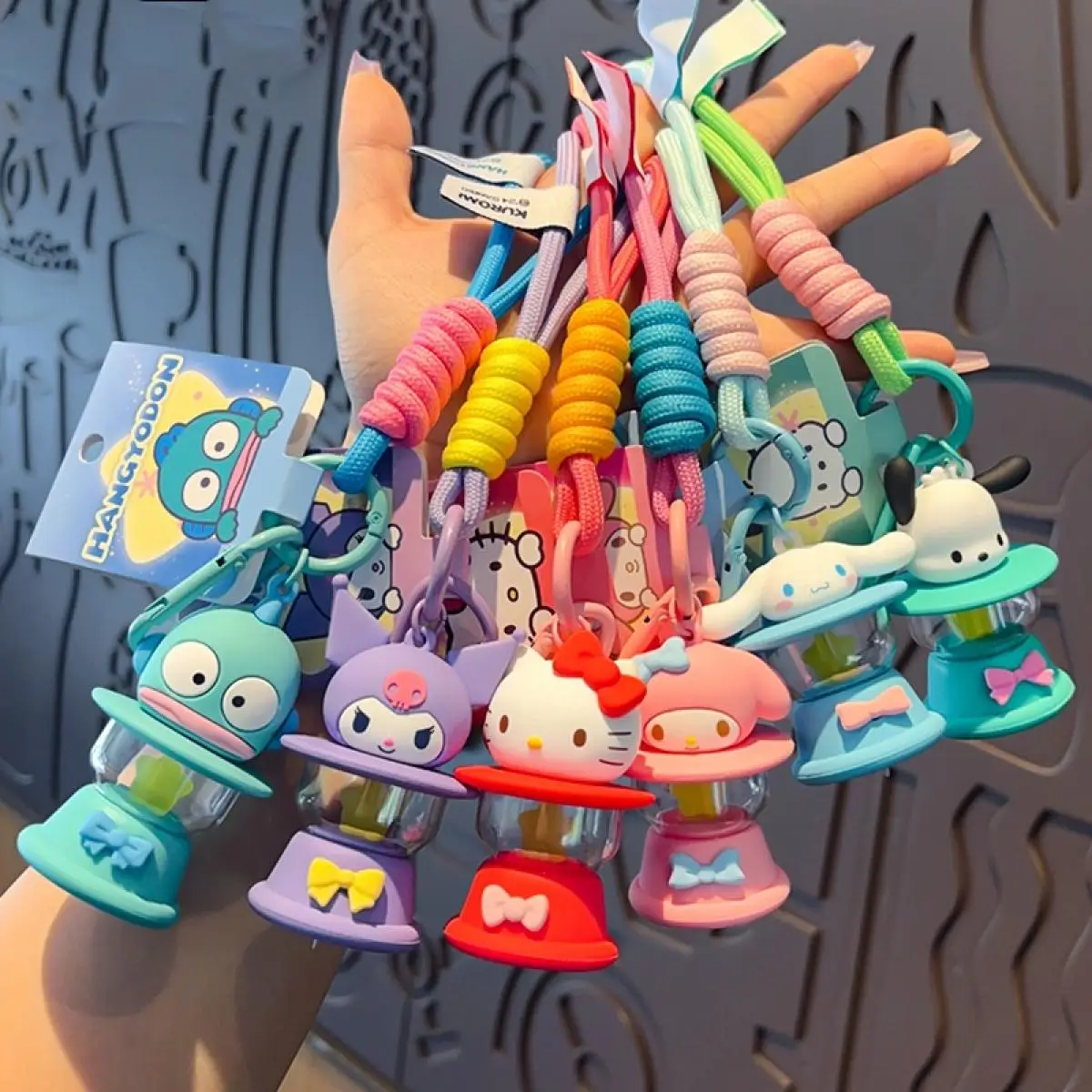 

Miniso Night Light Keychain Creative Hellokitty Keyring Cinnamoroll Mymelody Kuromi Key Chain Schoolbag Pendant Gifts