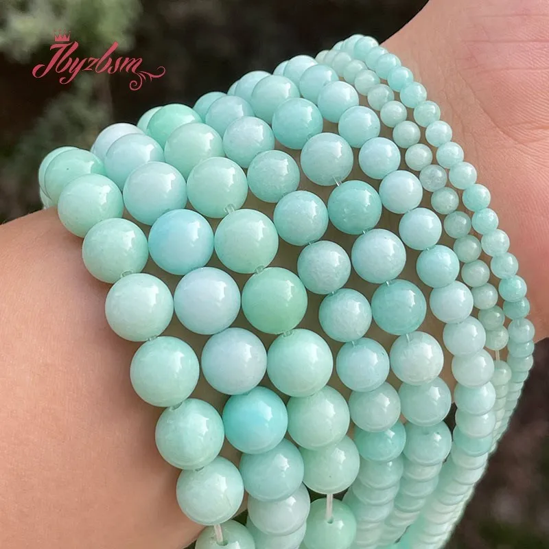 Amazonite Jades Blue Round Bead For Jewelry Making Strand 15\