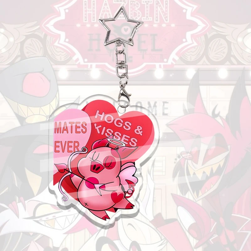 Hazbin Hotel Acrylic Keychain Kawaii Alastor Angel Dust Velvette Niffty Vaggie Backpack Bag Pendant Accessories Birthday Gift view 2