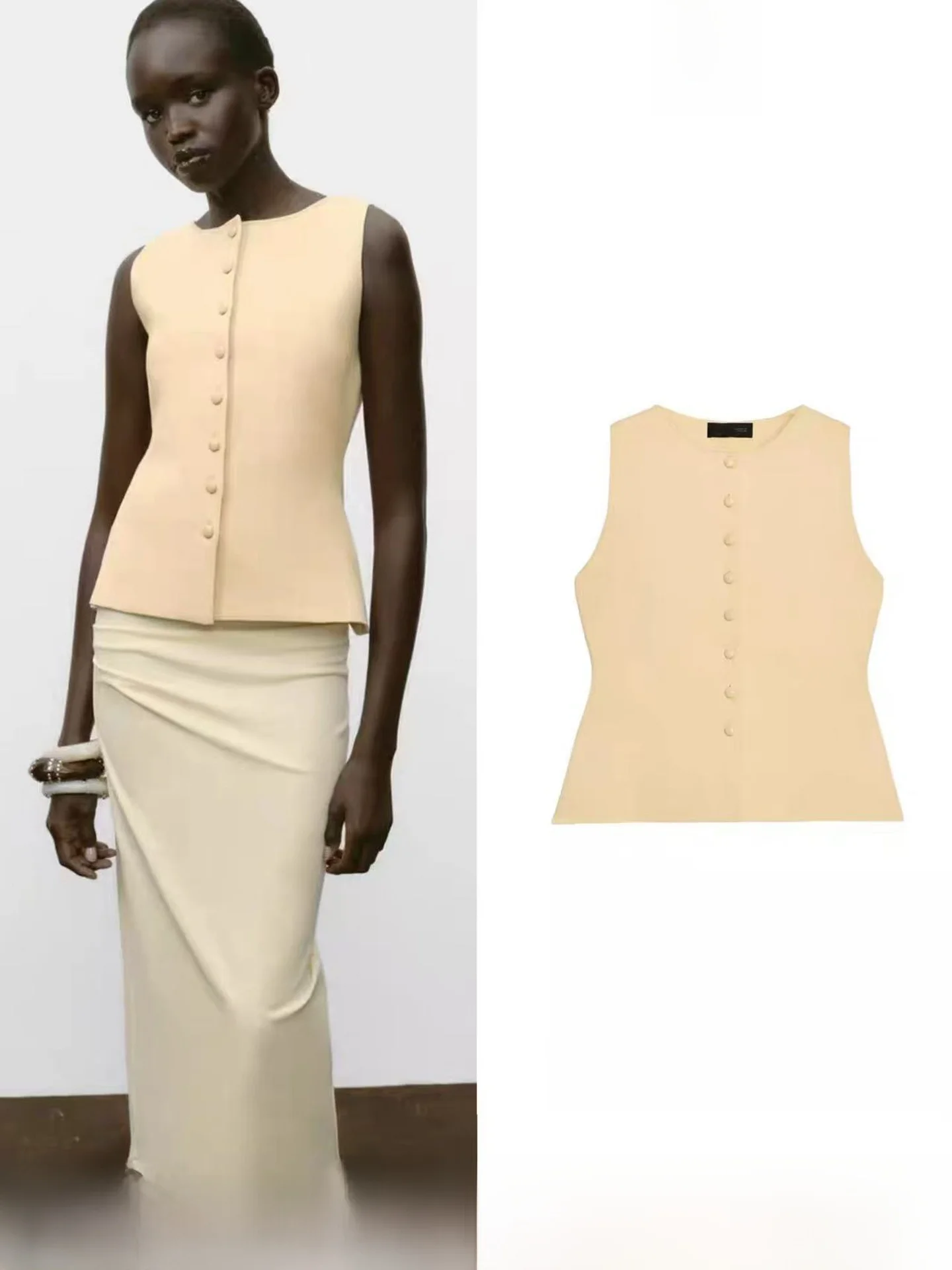 Nuevo otoño 2025 falda de chaleco de punto para mujer redonda Ne Svel un solo botón Casual dulce Sle fibra de poliéster A-Line Narr...