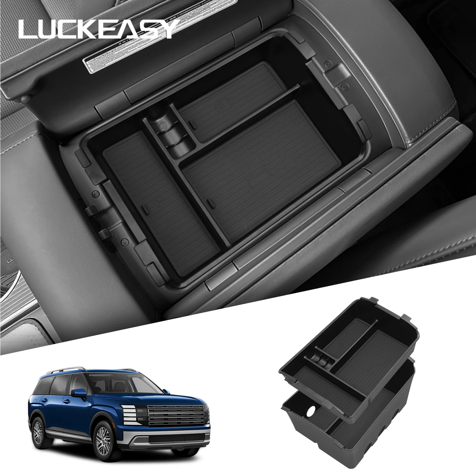 LUCKEASY für Hyundai Palisade 2026 Auto Mittelkonsole Armlehnenbox Doppelschichtige Aufbewahrungsbox Organizer Ordnungsbox Zubehör