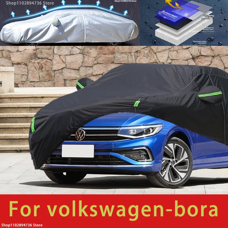 Per Volkswagen bora Fit protezione esterna coperture per auto copertura per neve parasole impermeabile antipolvere esterno nero copertura per auto