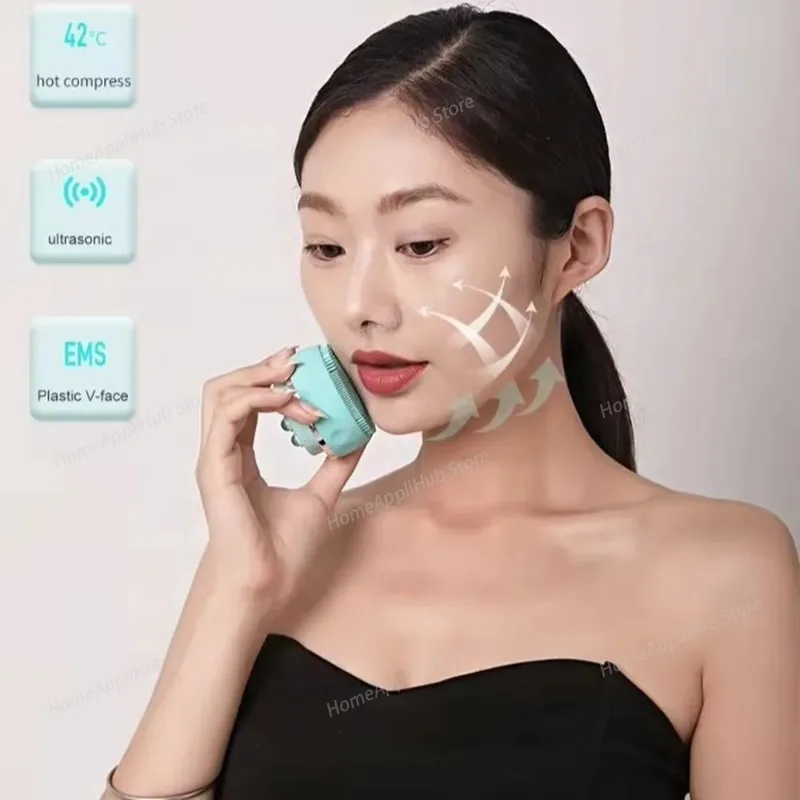 Beauty Equipment for Facial Lifting and Firming Massage Silicone Cleanser Hot Compress Photon Radiofrequency Introduction Device