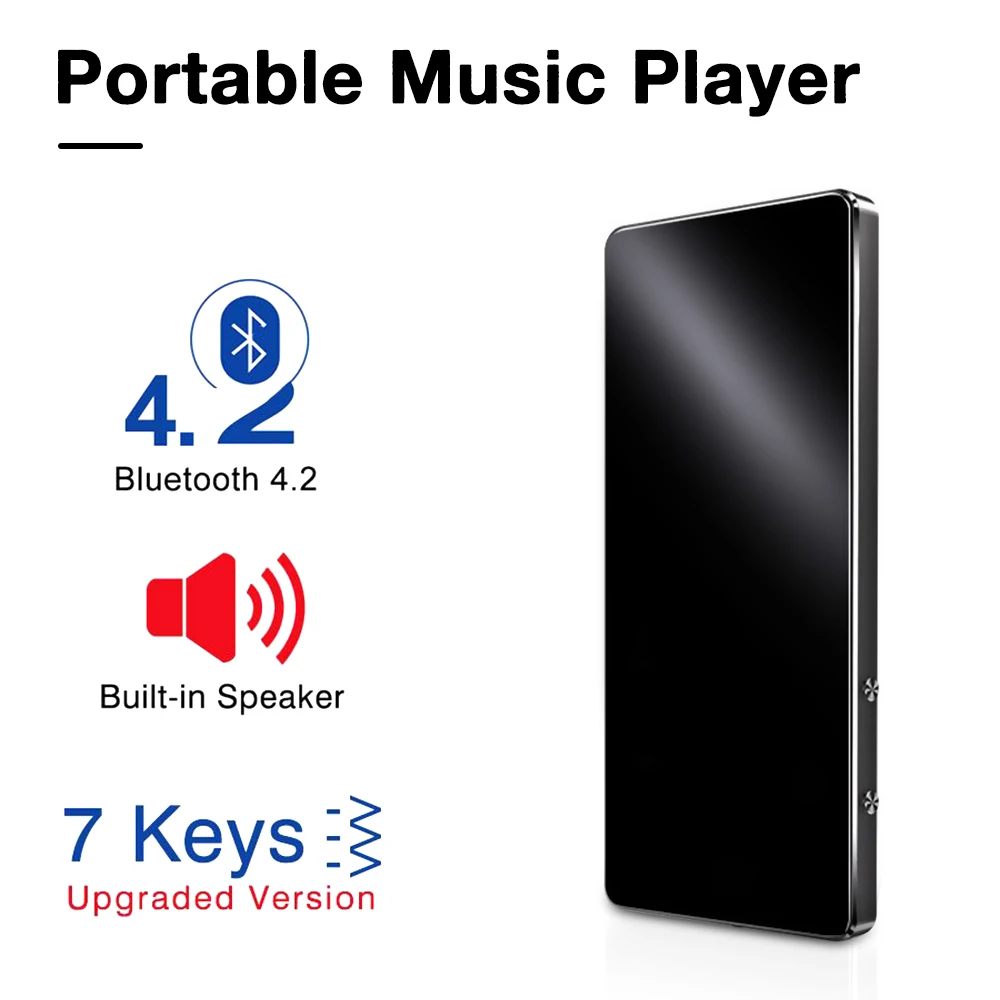 

Portable MP3 Bluetooth Music Player with Touch key Built-in Speaker HiFi Video FM/Recorder/Browser/E-book Sport Walkman