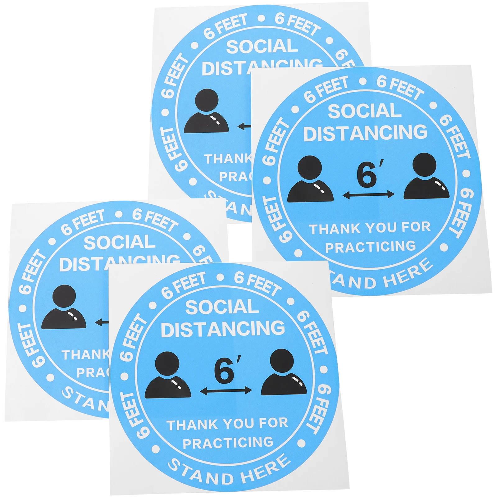 

4 Pcs Waterproof Stickers Floor Decals Concrete Marker Reminder Distance Sign for Line Warning Caution Colorful Pvc