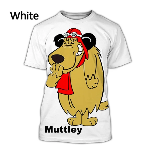 2024 Summer New Fashion Cartoon Muttley Wacky Races 3D Printed Men\'s Casual Funny Crew Neck Short Sleeve