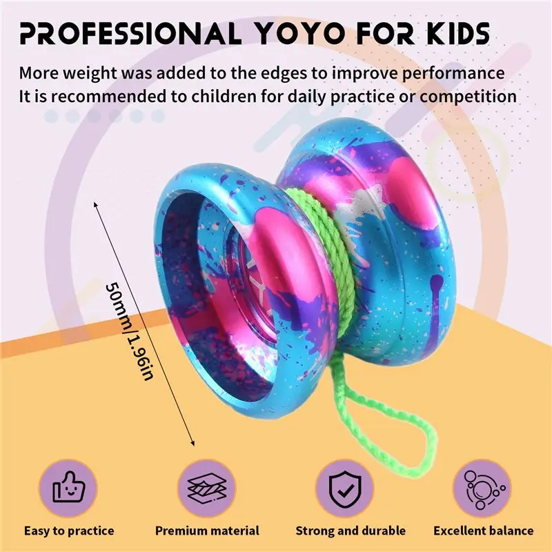 AS96-Unresponsive Yoyo,Professional Yoyo For Kids,Aluminum Beginner Yo-Yos Ball For Yoyos Players With 10 Yo Yo Strings