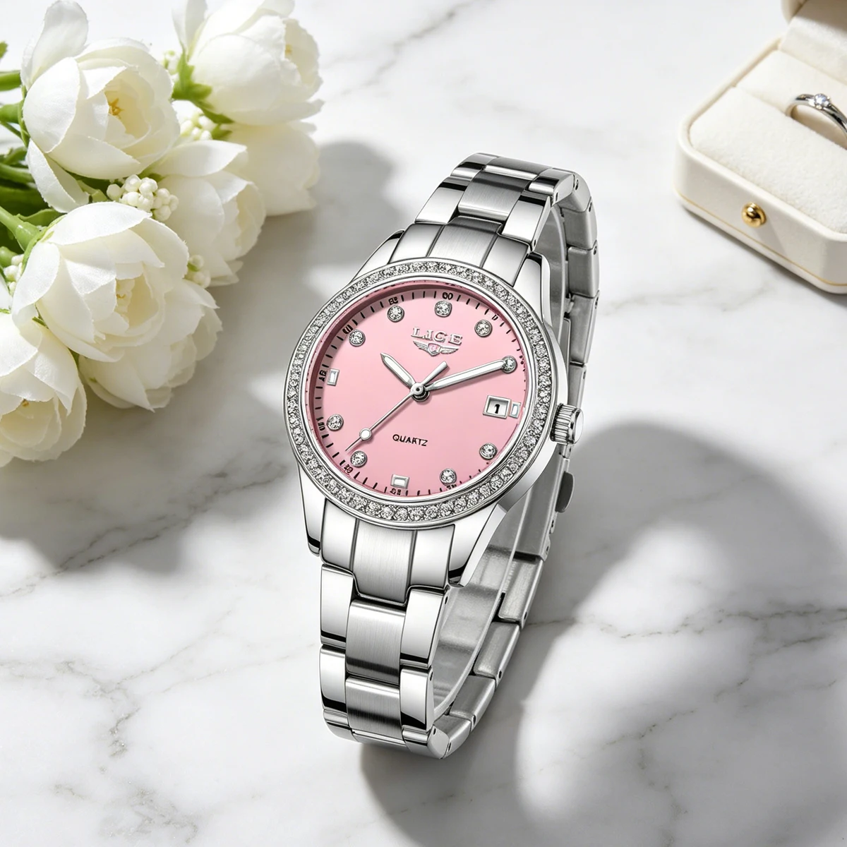 

LIGE 2025 luxury Women's Watch Luminous Stainless Steel Clock Waterproof Fashion Watch for Women quartz wristwatch Ladies Watch