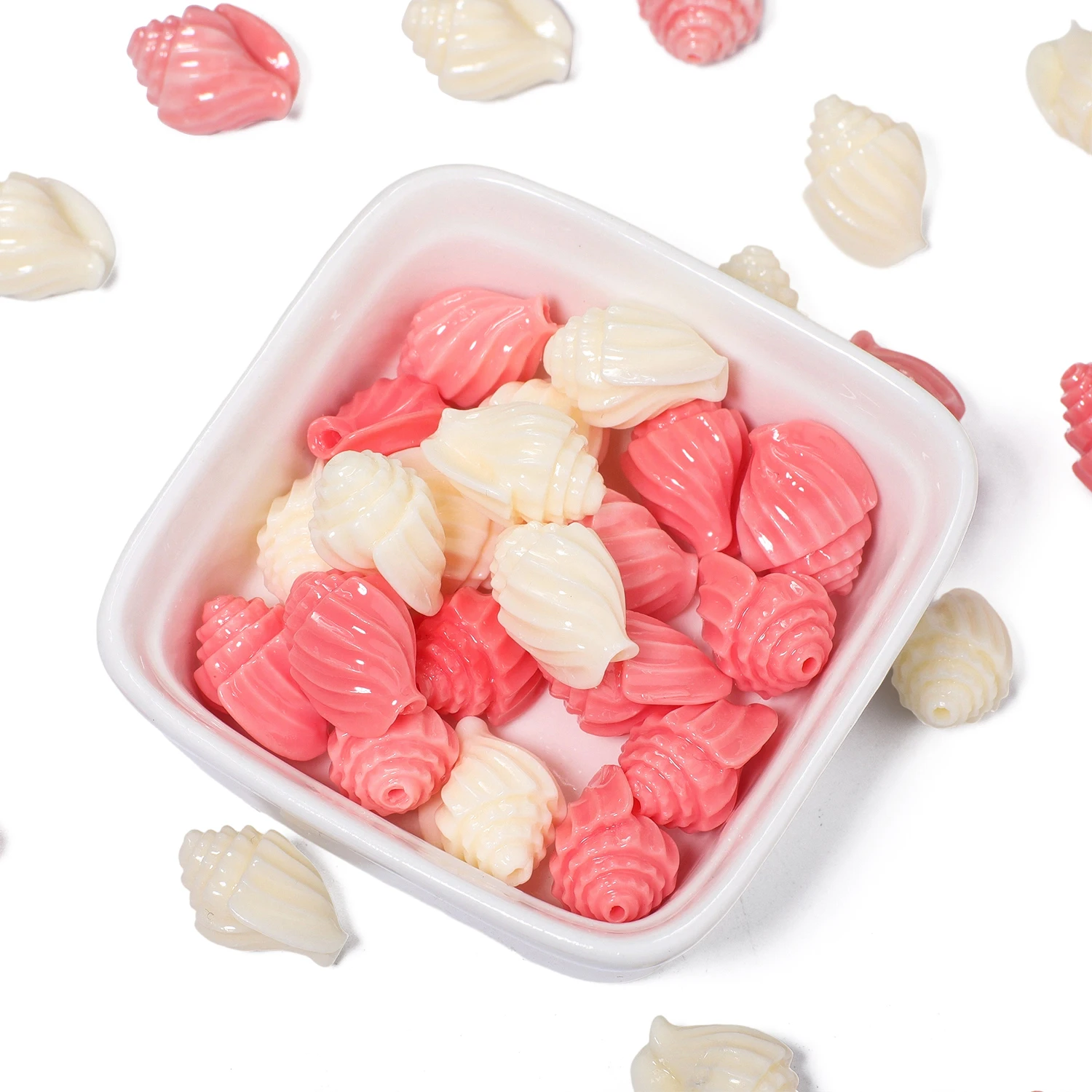 Pink Beige Double Color Multiple Styles Shell Powder Beads Conch Fish Flower Elephant Turtle Tulip Bead for DIY Pendant Necklace