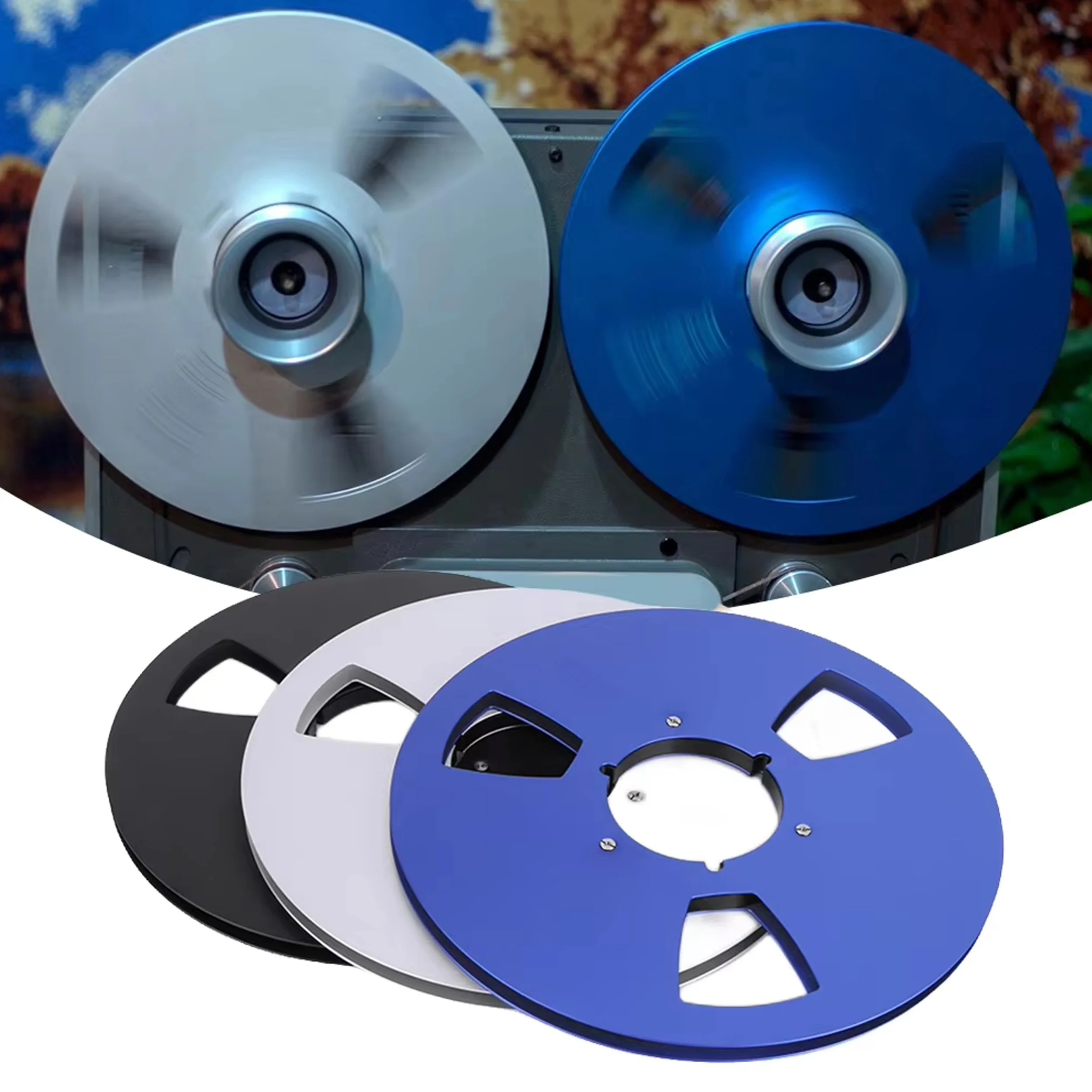 1/4 10,5 Zoll leere Aufwickelrolle 3-Loch-Aluminiumlegierung Universal-Öffnungsmaschinenteil Sound Tape Aufwickelrolle für Pioneer, 3 Farben – Detail 7