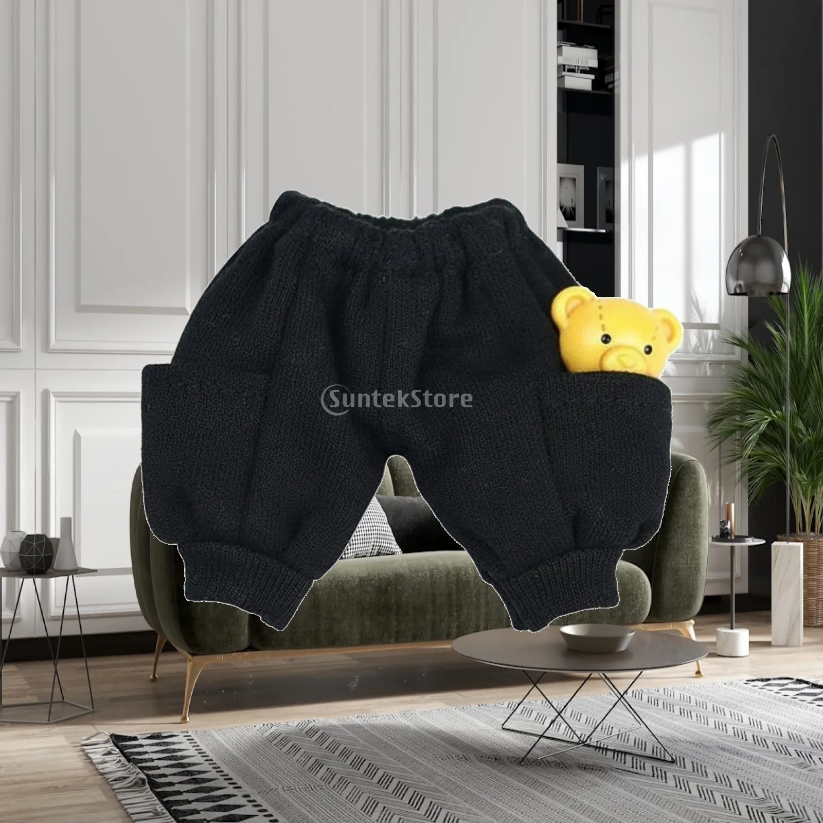 Брюки с карманом для кукол Bear Pocket Doll для кукол OB11 масштаба 1/12 с милым плюшевым карманом, свободного кроя, с манжетами на щиколотках.
