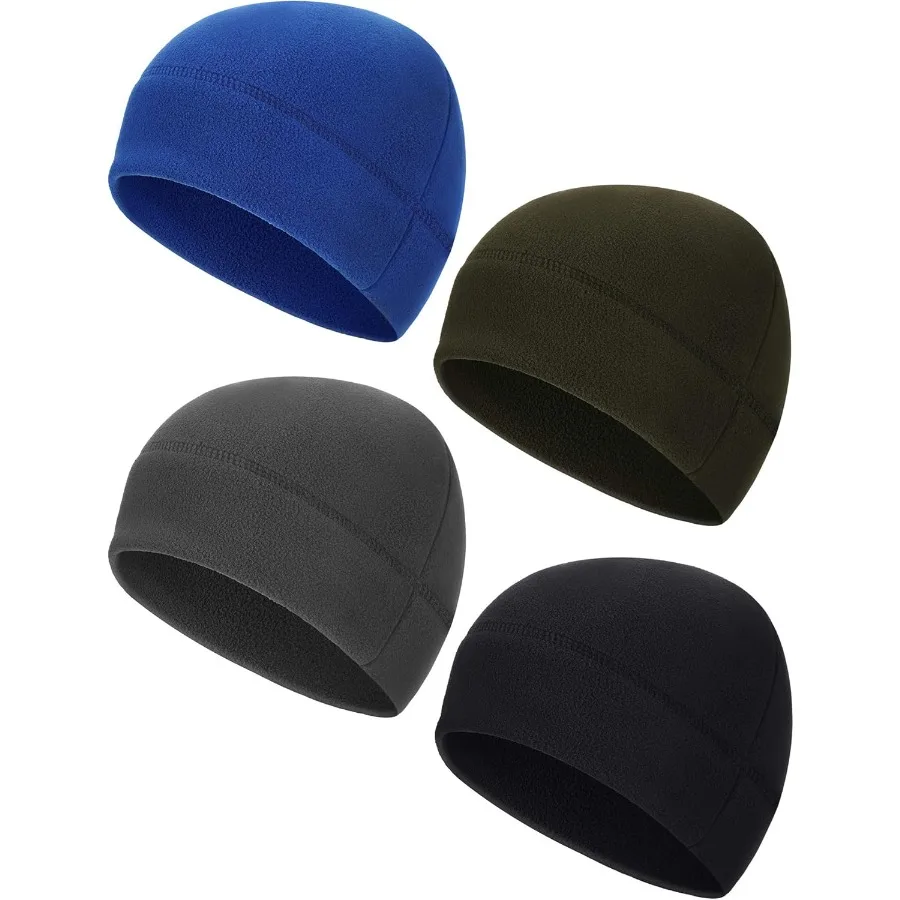 

4 Pieces Fleece Skull Caps for Men Women Fleece Beanies Hat Warm Soft Polar Beanie Hat Thick Windproof Winter