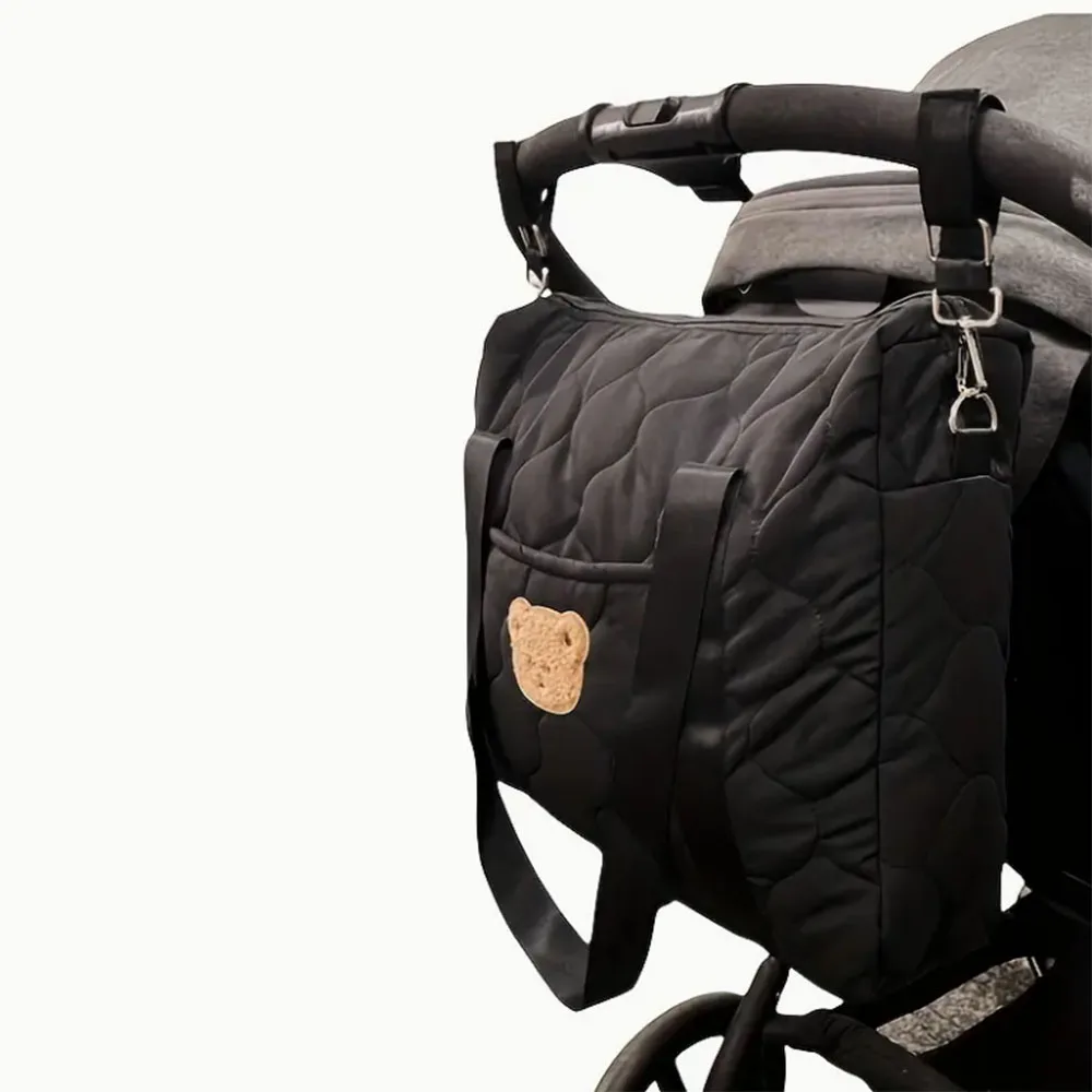 Large Capacity Portable Shoulder Crossbody Bag - Black Parent Bag for Going Out Storage