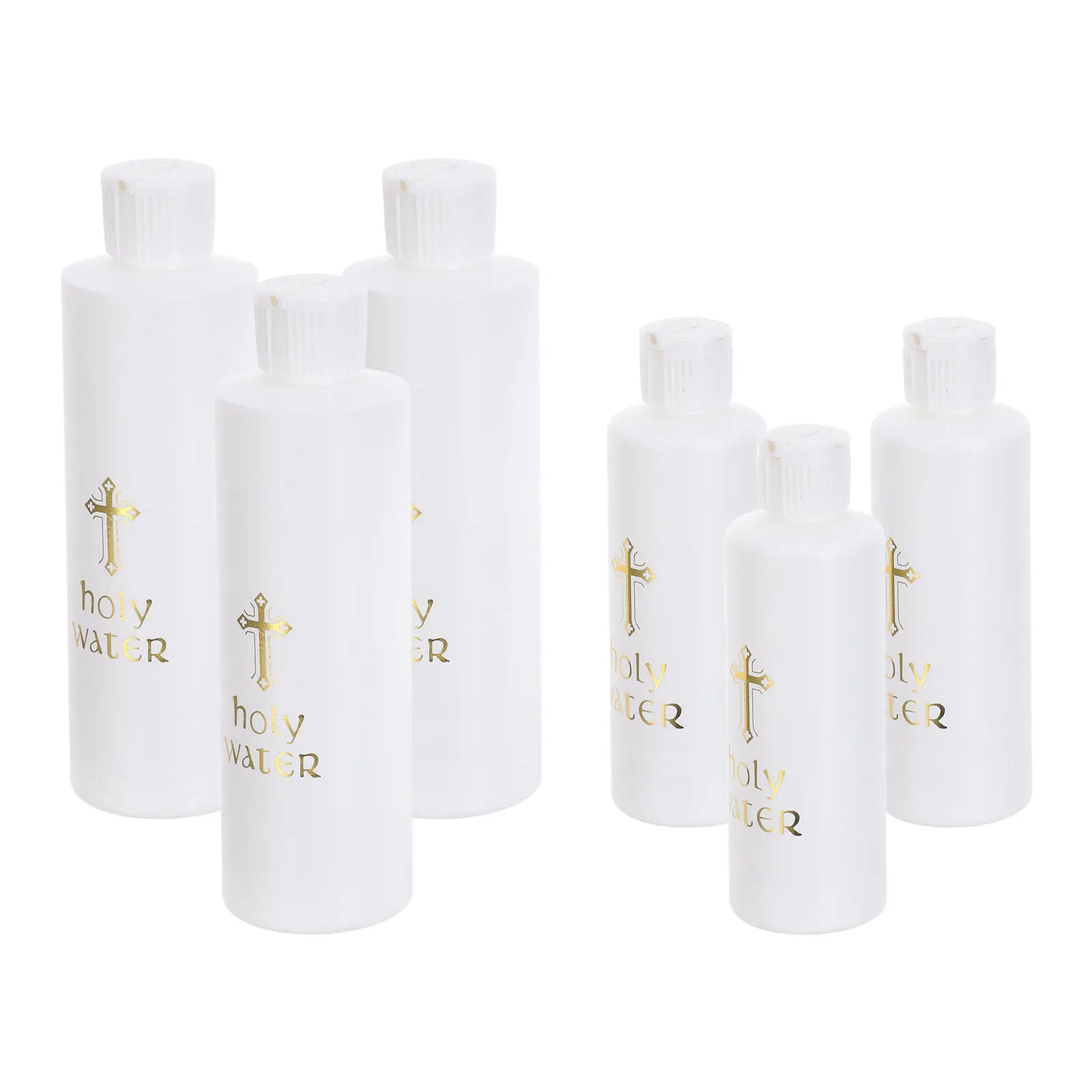 6Pcs Holy Water Bottle Catholic Refillable Sacramental Container Plastic Cross Easter Church Supplies 250Ml 118Ml
