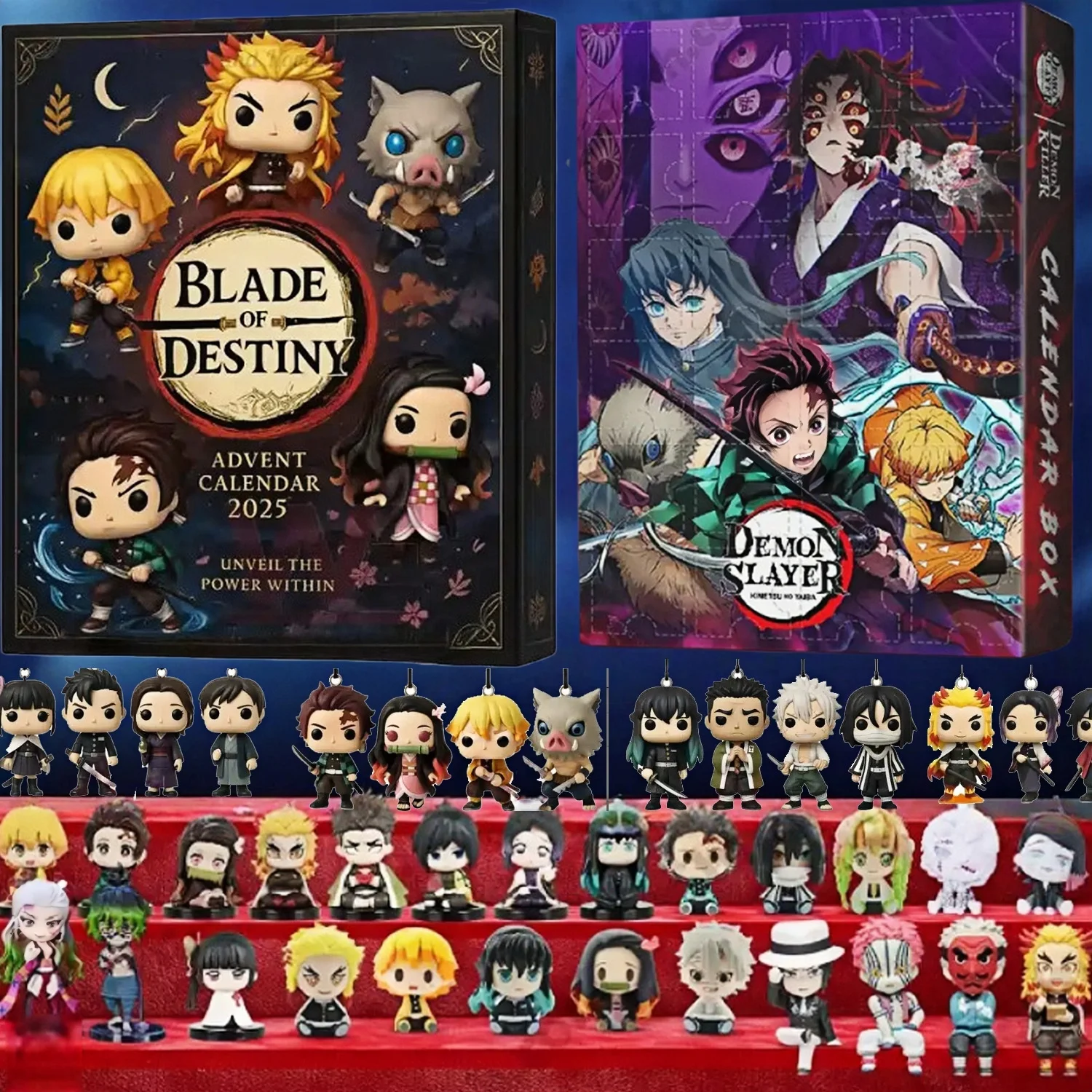 شيطان القاتل تقويم القدوم مفاجأة صندوق أنيمي الكرتون الشكل العد التنازلي الطرفية الأطفال عيد الميلاد عيد الهالوين التقويم هدية