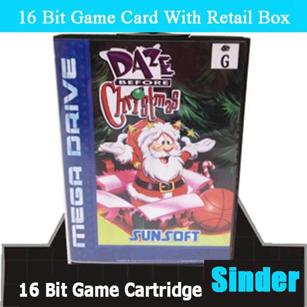 Daze Before Christmas with EUR Box for 16 Bit Sega MD game Cartridge Megadrive Genesis system