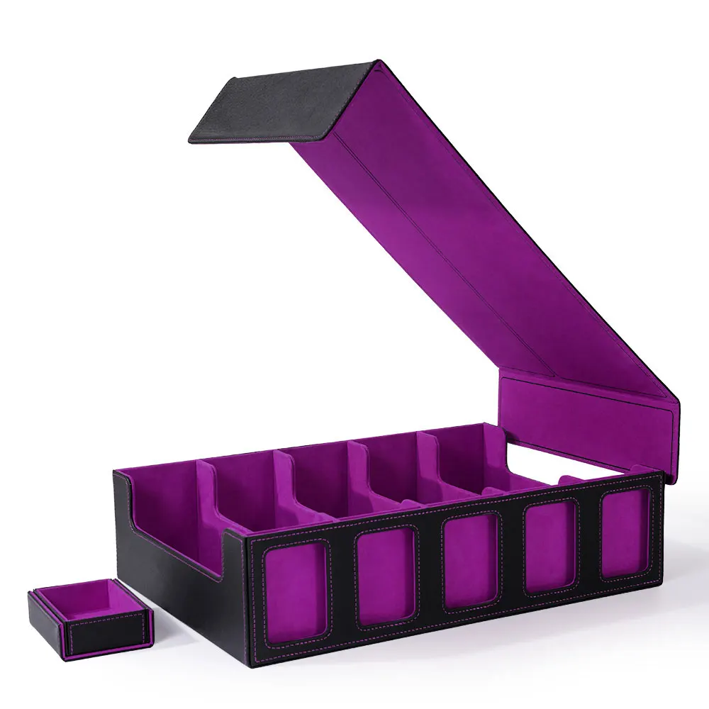 Scatola porta carte collezionabili con vetrina e vassoio per dadi, custodia per mazzi con coperchio rimovibile; 3900+ scatola per mazzi di carte per CCG TCG